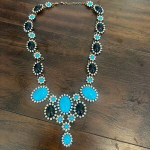 Elegant Blue and Black Gemstone Necklace
